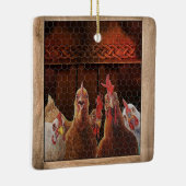 農家鶏の鶏の鶏Hen Coopクリスマスファーム用ギフト セラミックオーナメント (右)
