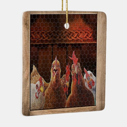 農家鶏の鶏の鶏Hen Coopクリスマスファーム用ギフト セラミックオーナメント (右)