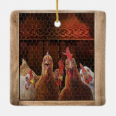 農家鶏の鶏の鶏Hen Coopクリスマスファーム用ギフト セラミックオーナメント (裏面)