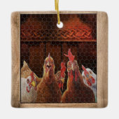 農家鶏の鶏の鶏Hen Coopクリスマスファーム用ギフト セラミックオーナメント (正面)