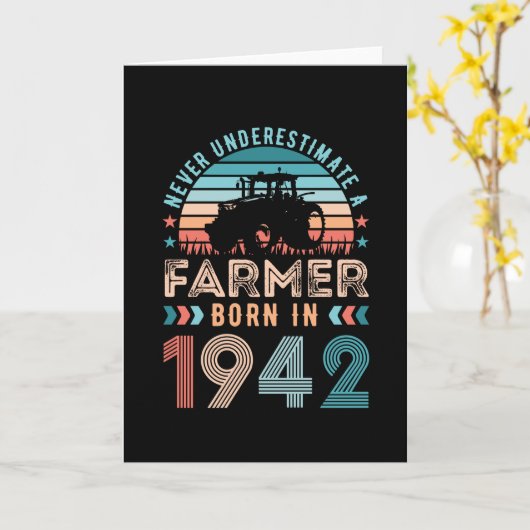 農家1942 80生まれ番目の誕生日農業ギフトレトロ カード (黄色い花)