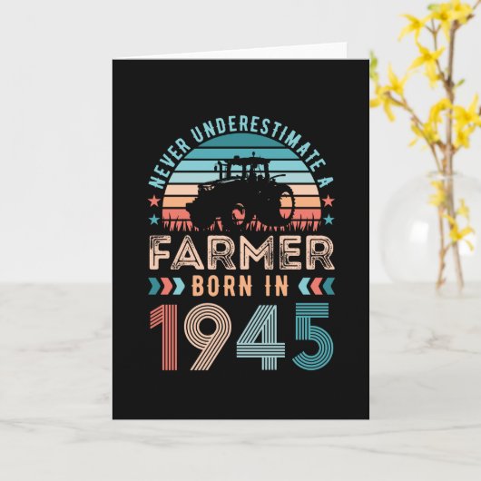 農家1945 80生まれ番目の誕生日農業ギフトレトロ カード (黄色い花)