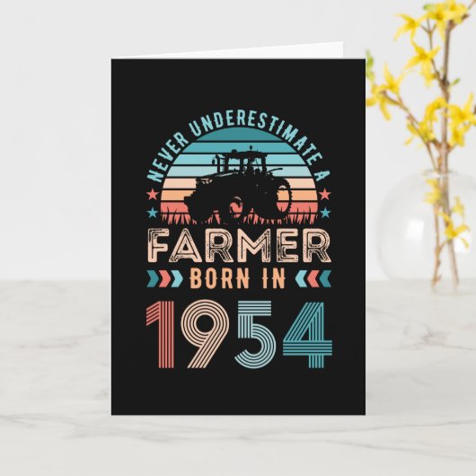 農家1954 70生まれ番目の誕生日農業ギフトレトロ カード (黄色い花)