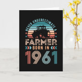 農家1961 60生まれ番目の誕生日農業ギフトレトロ カード (黄色い花)