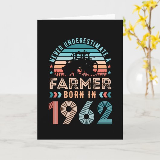 農家1962 60生まれ番目の誕生日農業ギフトレトロ カード (黄色い花)