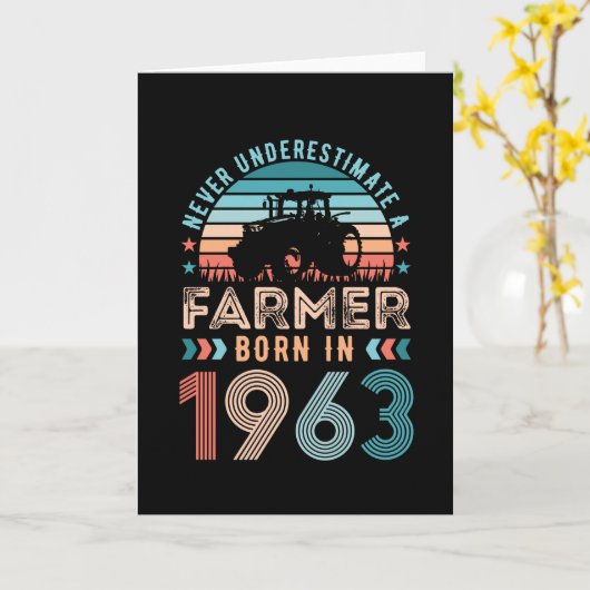 農家1963 60生まれ番目の誕生日農業ギフトレトロ カード (黄色い花)