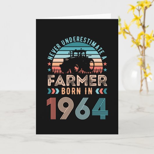 農家1964 60生まれ番目の誕生日農業ギフトレトロ カード (黄色い花)
