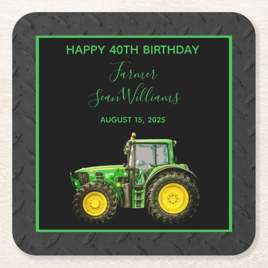 農家40歳の誕生日パーティー スクエアペーパーコースター (正面)