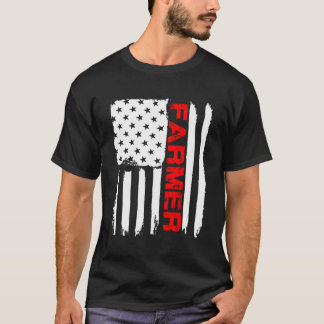 農家7月4日アメリカ国旗のシャツファームカウトラクター Tシャツ