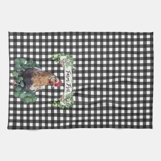 農家 |チキン |パーソナライズされたのぶら下がった最も細い キッチンタオル (横)