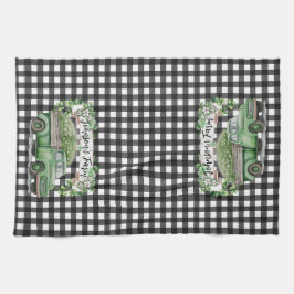 農家 |ヴィンテージグリーントラック |パーソナライズされた | キッチンタオル