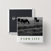 農家、牛の家族 缶バッジ (正面&裏面)