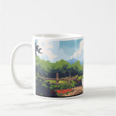 農家、犬、およびファームのピクセル コーヒーマグカップ (左)