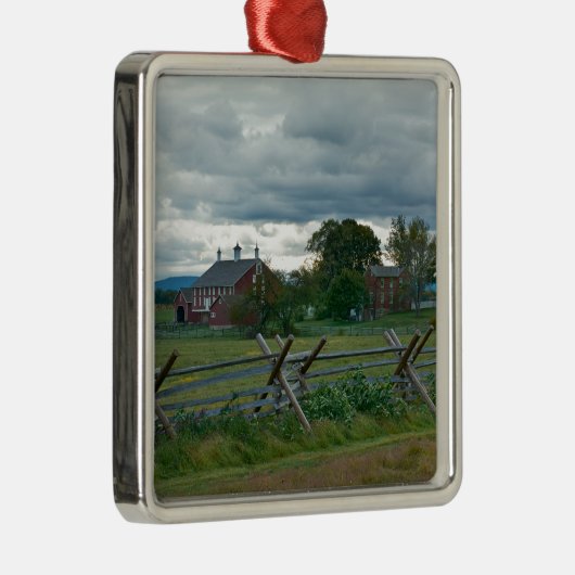 農家- Gettysburgの国立公園ペンシルバニア メタルオーナメント (右)