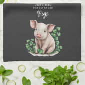 農家 | Just a Girl that Love Her Pigs キッチンタオル (折り畳み)