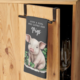 農家 | Just a Girl that Love Her Pigs キッチンタオル