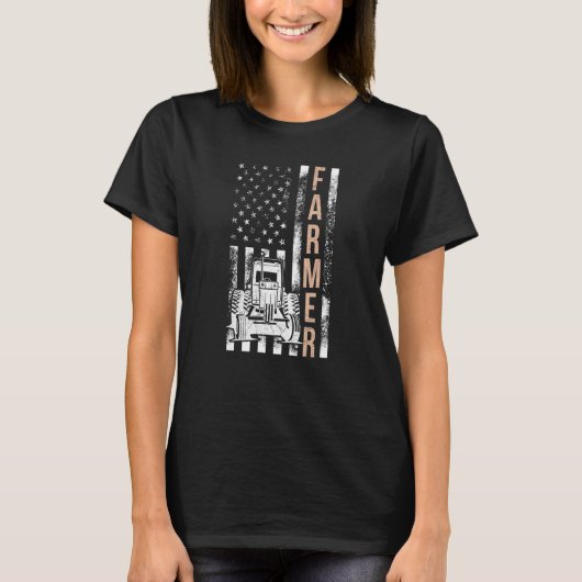 農家USAフラグランチャー納屋周囲の庭ハーベスト農業B Tシャツ (正面)