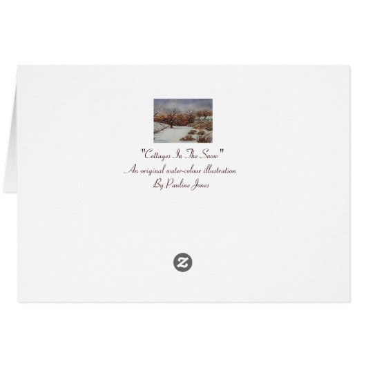 農村のコテージと木々の雪景色 (裏面横)