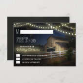 農村のストリングライト付きのウェディングカード 出欠カード (正面/裏面)