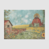 農村のファームハウスと牧場のデコパージュ 薄葉紙 (正面)