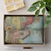 農村のファームハウスと牧場のデコパージュ 薄葉紙 (ギフト)