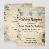 農村のホタルの結婚式の受付とストリングライト 招待状 (正面/裏面)