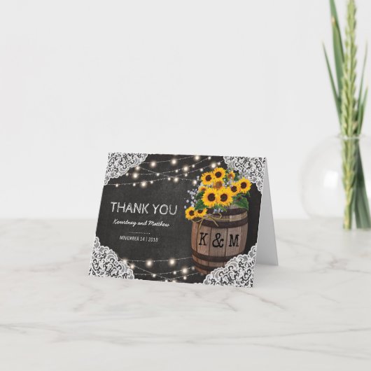 農村のワイナリーでの結婚式のお礼 | イルミネーション サンキューカード (正面)