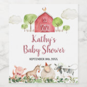 農村の動物たちと緑豊かなワイン ワインラベル (シングルラベル)