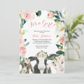 農村の動物と花の女の子のベビーシャワー 招待状 (スタンド正面)
