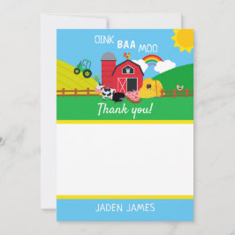 農村の動物の誕生日お礼メッセージ サンキューカード