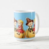 農村の子供たちと干し草の山 コーヒーマグカップ (正面右)