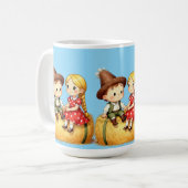 農村の子供たちと干し草の山 コーヒーマグカップ (正面左)