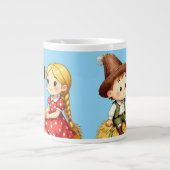 農村の子供たちと干し草の山 ジャンボコーヒーマグカップ (正面)