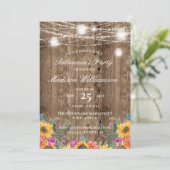 農村の木のランタンとひまわりのリタイアメント 招待状 (スタンド正面)