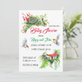 農村の森のロビン鳥の巣のベビーシャワー 招待状 (スタンド正面)