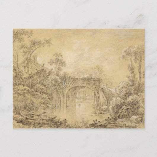 農村の橋のある風景 ポストカード (正面)