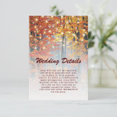 農村の秋の木の森のストリングライト ウェディング詳細 エンクロージャーカード (スタンド正面)