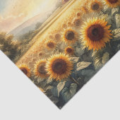 農村の納屋とひまわりの水彩デコパージュ 薄葉紙 (詳細)