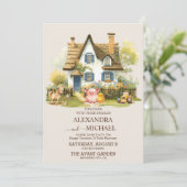 農村の納屋と牧場に囲まれたコテージでのカントリーウェディング 招待状 (スタンド正面)