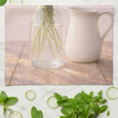 農村の花瓶と陶器のピッチャー キッチンタオル (折り畳み)