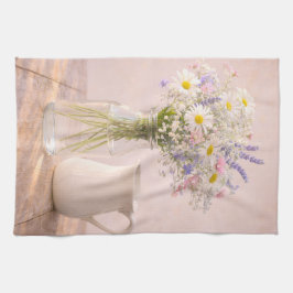 農村の花瓶と陶器のピッチャー キッチンタオル