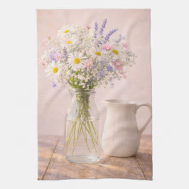 農村の花瓶と陶器のピッチャー キッチンタオル