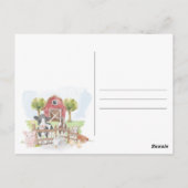 農村の赤ちゃん！1歳の誕生日招待状 ポストカード (裏面)