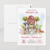 農村の赤ちゃん 1 歳の誕生日招待状 ポストカード (正面/裏面)