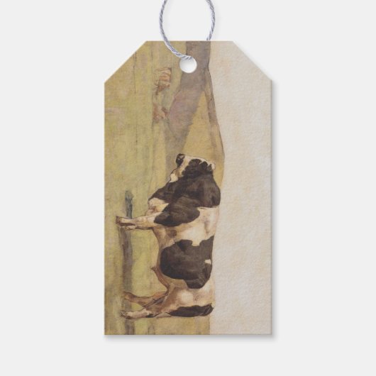 『農村の風景の雄牛』(フェルディナンド・ホドラー作) ギフトタグ (正面)