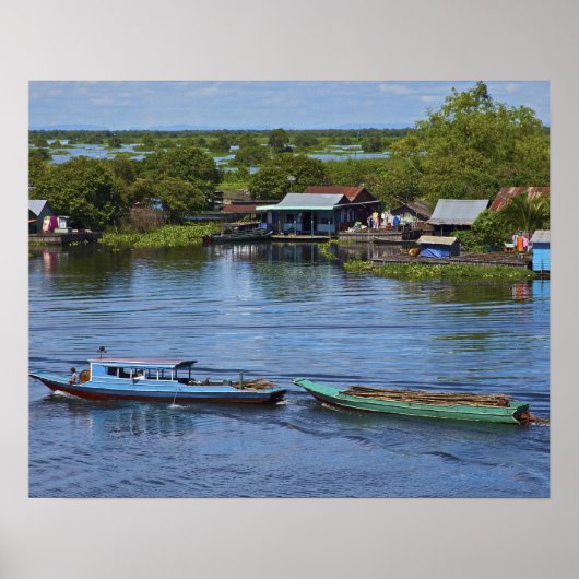 農村の風景、Tonle Sap Lake、Siem Reap、Angkor、 ポスター (正面)