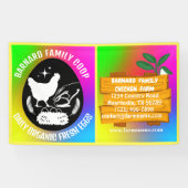 農村の鶏舎 木製 カラフル 有機 横断幕 (横)