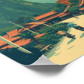 農村ベトナム旅行イラストレーション ポスター (角)