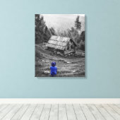 農村住宅景観ミニマリスト写真 キャンバスプリント (インサイチュ (ウッドフロア))