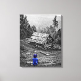 農村住宅景観ミニマリスト写真 キャンバスプリント